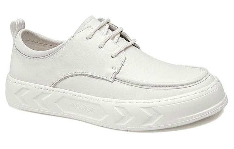 Order 奥康白色真皮圆头低帮系带鞋 1233114121