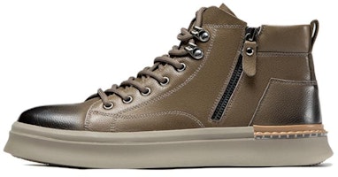 Aokang Leather Round Toe Lace-Up Mid-Top Martin Boots 'Grey' 1223922005 Aokang Leather Round Toe Lace-Up Mid-Top Martin Boots 'Grey' 1223922005