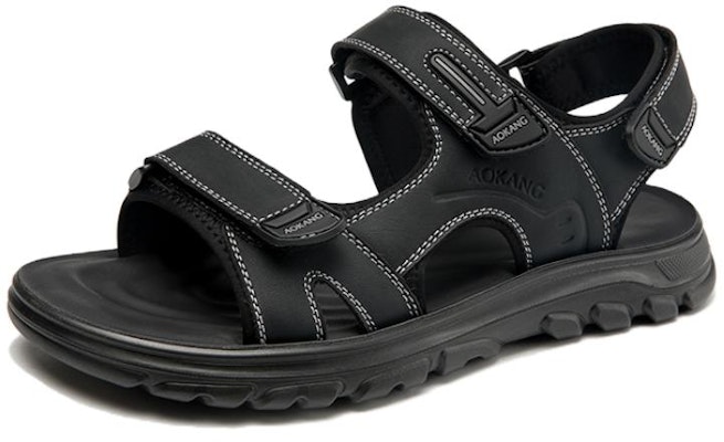 Aokang Leather Sandal 'Black Comfort' 1233723031 Order Aokang Leather Sandal 'Black Comfort' 1233723031