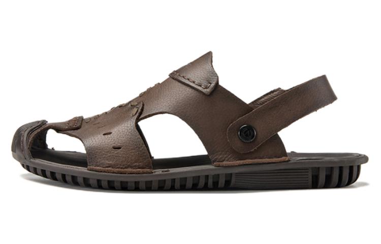 Aokang Leather Soft Comfort Open-Toe Sandals 'Brown' 1233723025