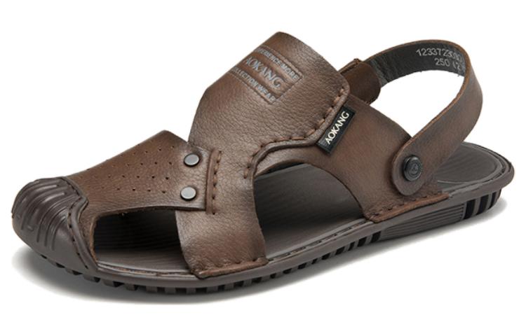 Aokang Leather Soft CMFTable Sandals 'Brown' 圖 2