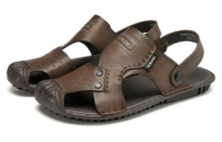 Aokang Leather Soft CMFTable Sandals 'Brown' 圖 3