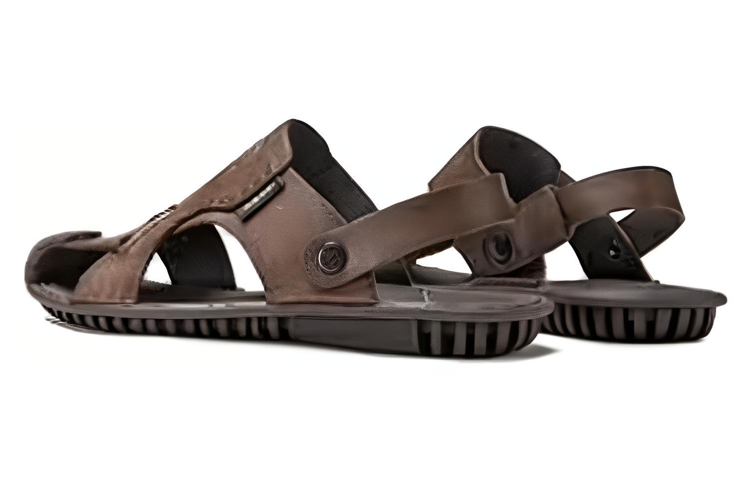 Aokang Leather Soft CMFTable Sandals 'Brown' 圖 4