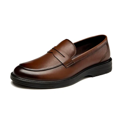 Aokang Low-Top Round Toe Loafers 'Brown Leather'