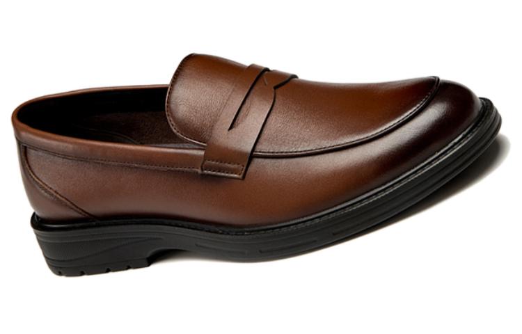 Aokang Low-Top Round Toe Loafers 'Brown Leather' 圖 2