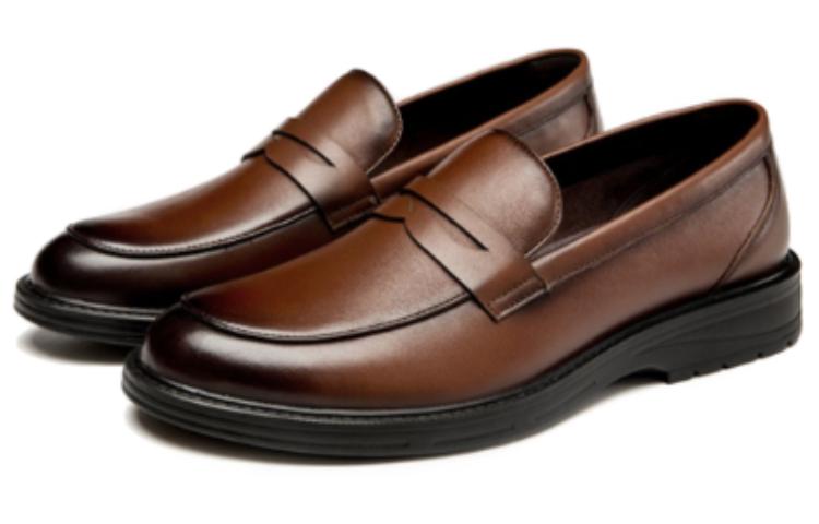 Aokang Low-Top Round Toe Loafers 'Brown Leather' 圖 3