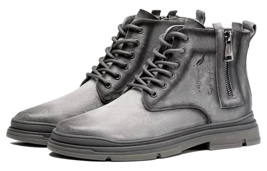 Aokang Martin Boot 'Grey Zip-Up Lace-Up' 圖 3