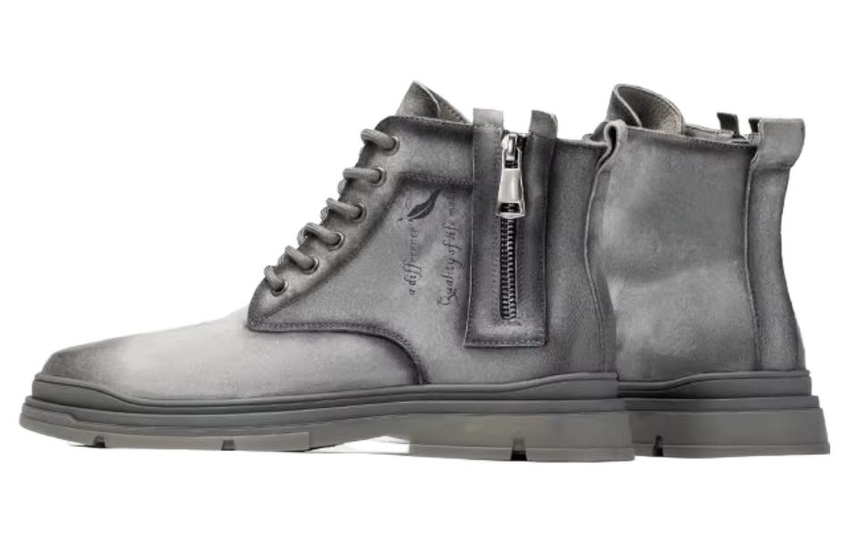 Aokang Martin Boot 'Grey Zip-Up Lace-Up' 圖 4