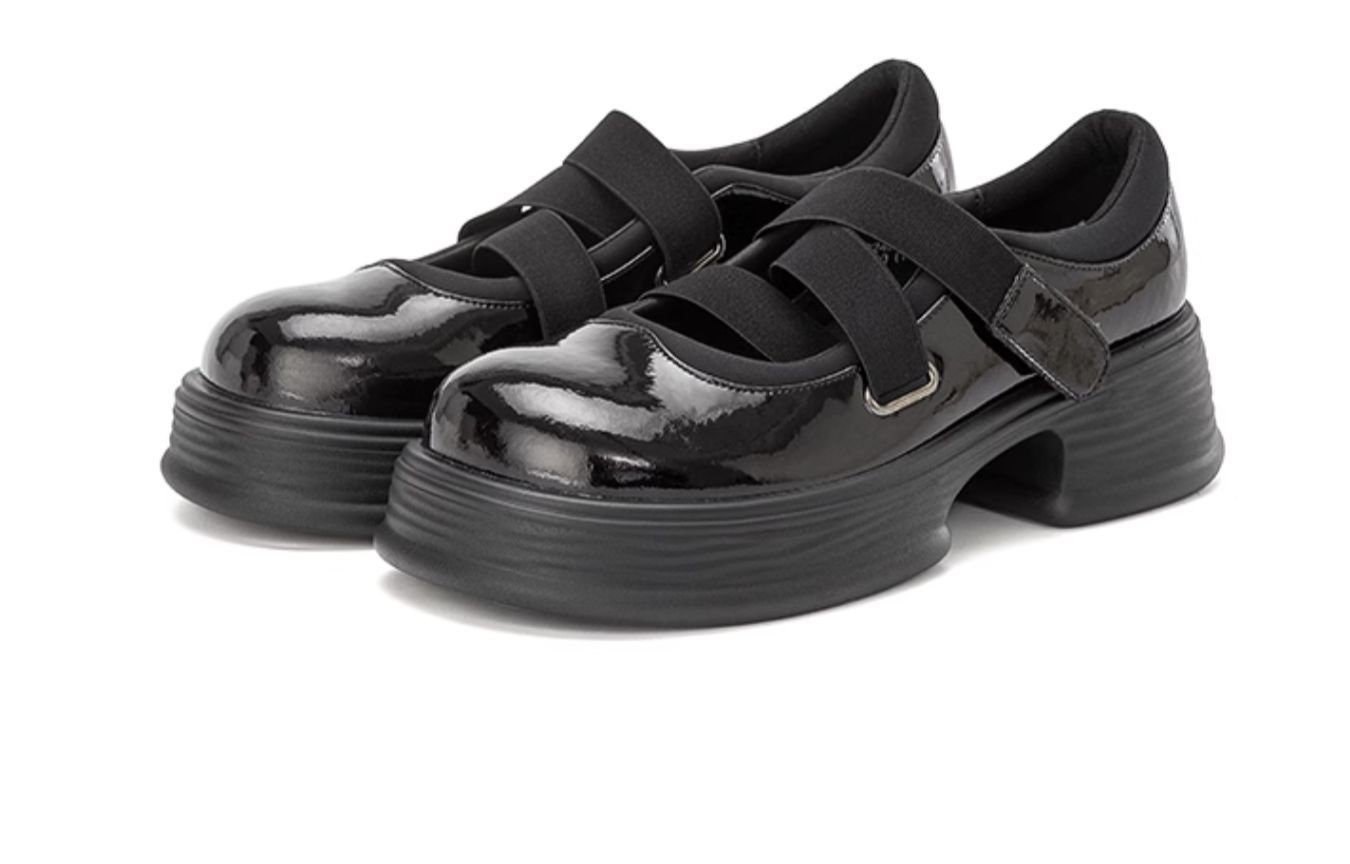 Aokang Mid-Heel Round Toe Loafer 'Black' 圖 3