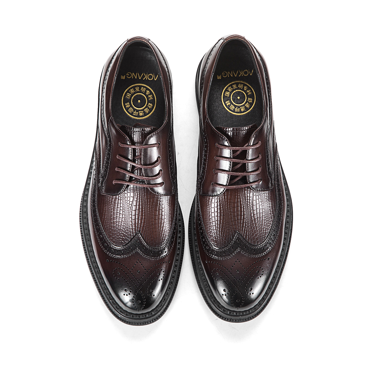 Shop 아오캉 브라운 가죽 옥스퍼드 (Aokang brown leather oxford) 1213211111