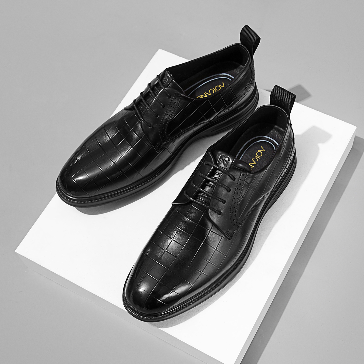 Aokang Oxford Business Shoes 'British Plaid Black' 圖 6