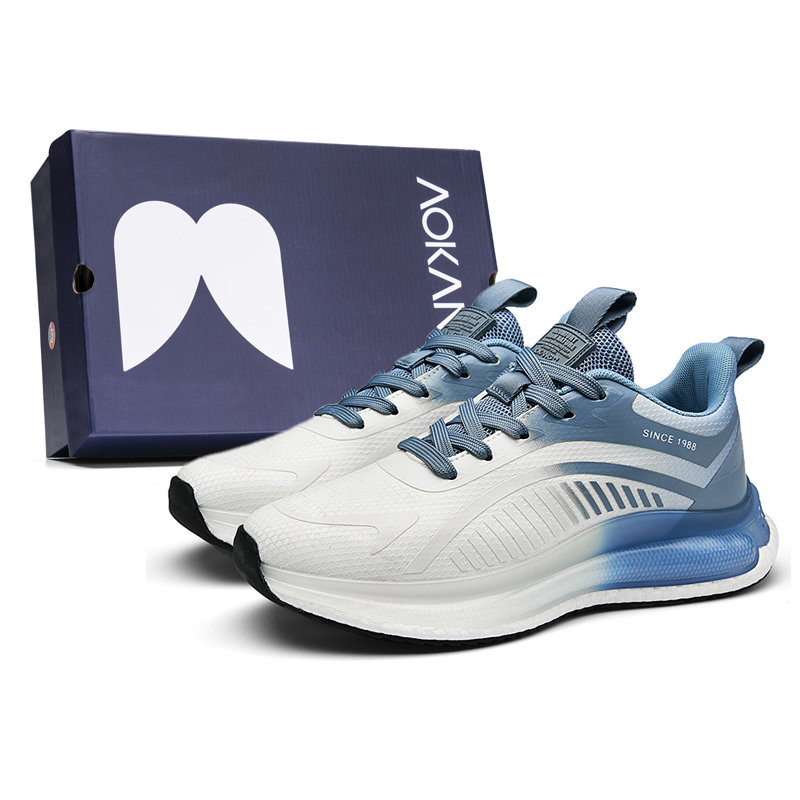 AOKANG Popcorn Breathable Low-Top Casual Running Shoes White Blue 116830388BLX1