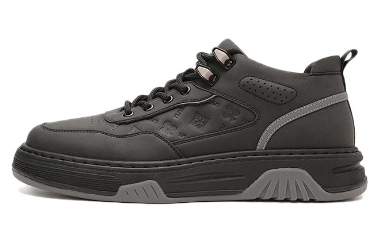 AOKANG PU Black Thick-Soled Casual Low-Top Sneakers 6231622130