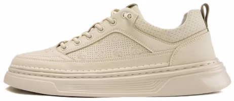 Aokang PU Mesh Casual Round Toe Low-Top Thick-Soled Sneakers Beige Men 1243322109 Aokang PU Mesh Casual Round Toe Low-Top Thick-Soled Sneakers Beige Men 1243322109