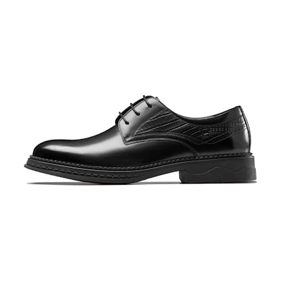 Aokang Round Toe Breathable Lace-Up Business Dress Shoes 'Black'