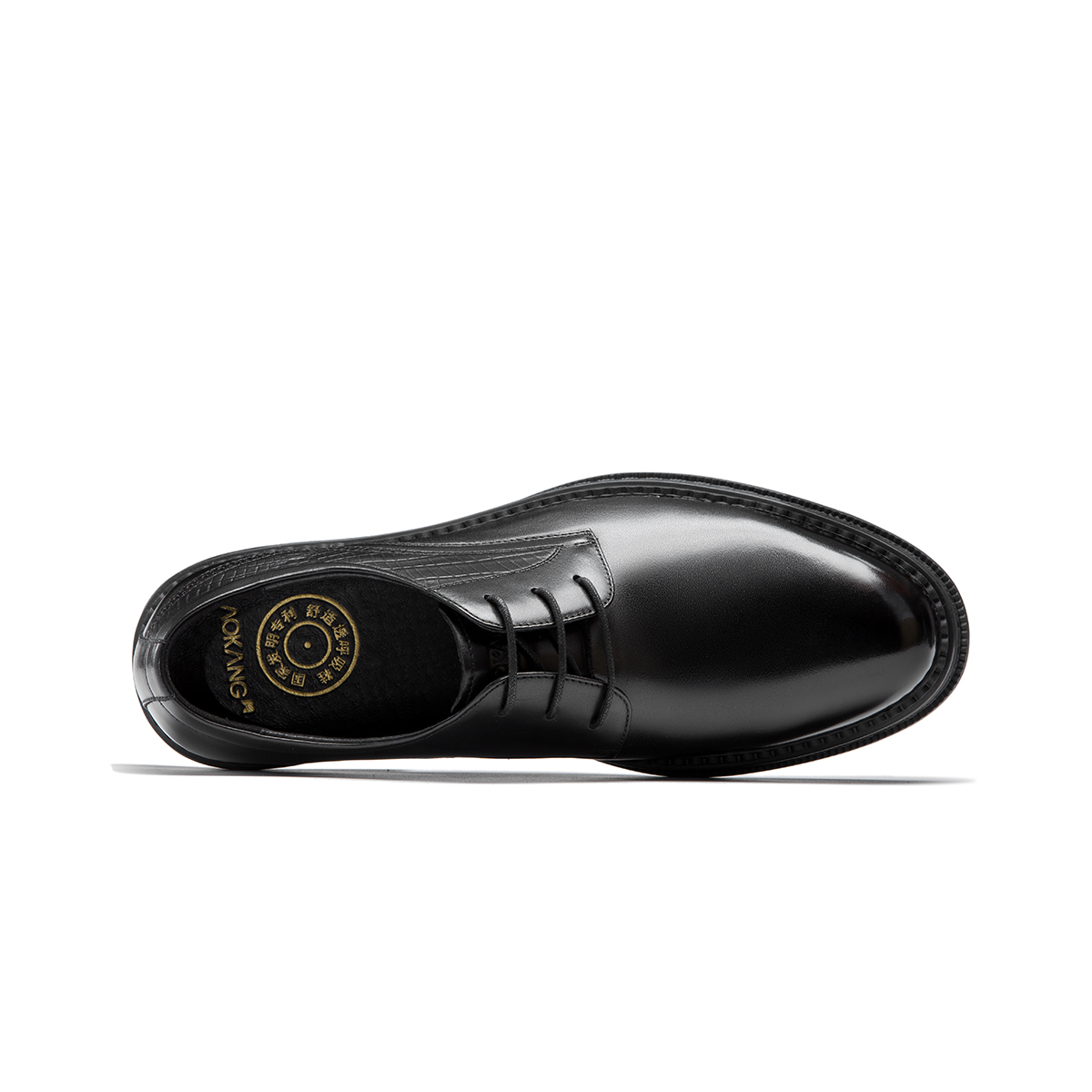 Aokang Round Toe Breathable Lace-Up Business Dress Shoes 'Black' 圖 3