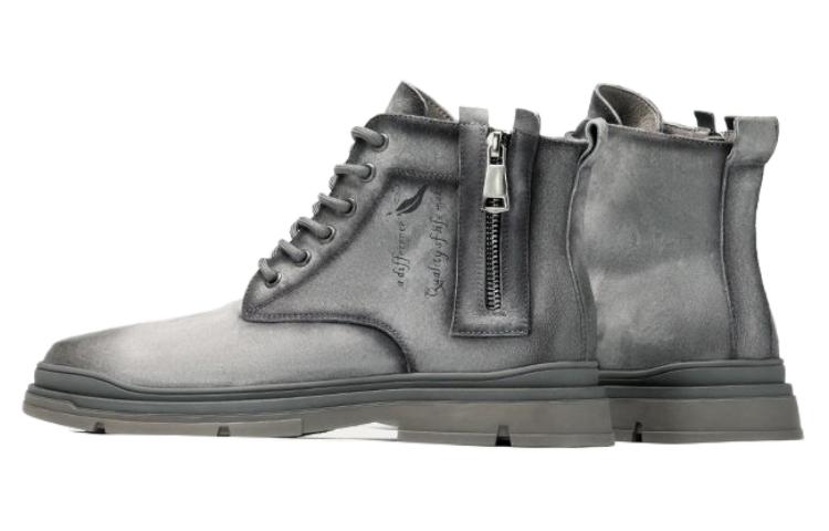 Shop Aokang But Kasut Hujung Bulat 'Khaki' 1223923006