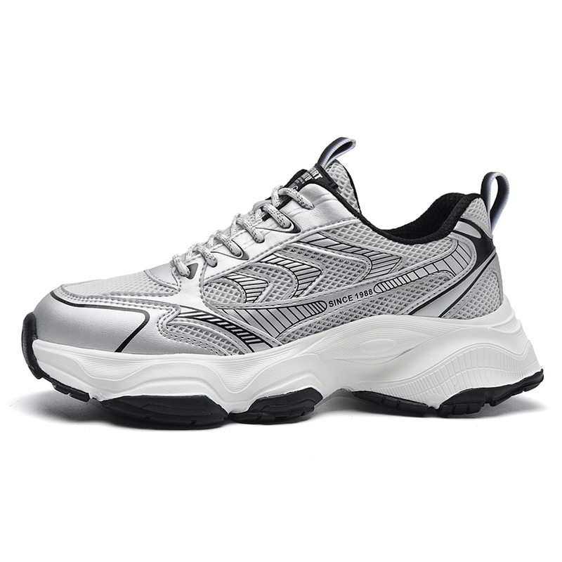 AOKANG Silver Metallic Dad Shoes - Lightweight, Comfy, Non-slip Sports Sneakers. 111540488
