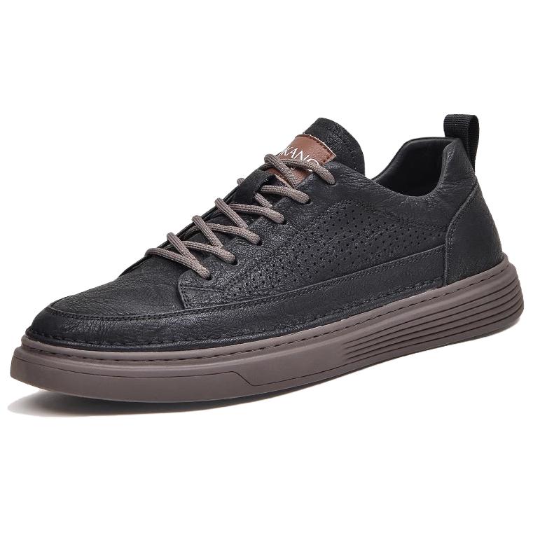 AOKANG Summer Breathable Lightweight Casual Low-Top Sneakers Black/Brown 1235322036W