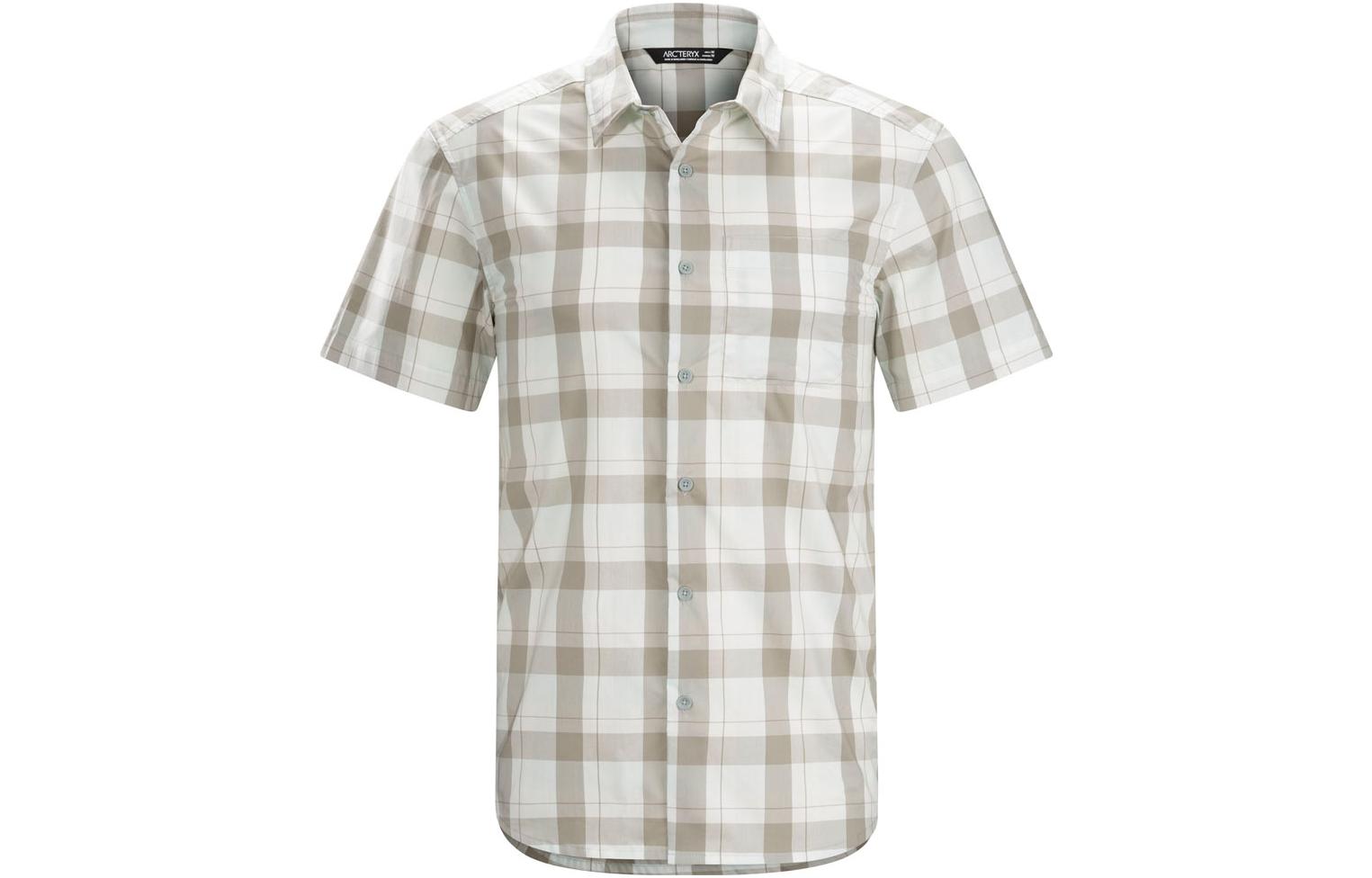 Order Arcteryx Kemeja Lengan Pendek Corak Plaid Warna Putih dengan Butang 17217