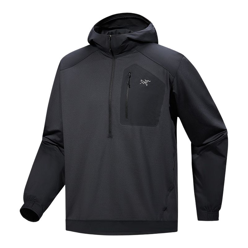Lookbook Arcteryx Arc'teryx Konseal  Black Embroidered Logo Hoodie - Breathable Solid Color X000009807