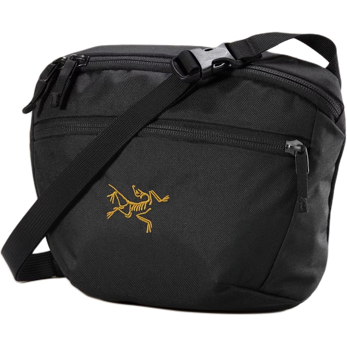 Arcteryx Arc'teryx Mantis 2.5L Gold Logo Zipper Crossbody Outdoor Bag Unisex Recycled Polyester X000006100-BLACK