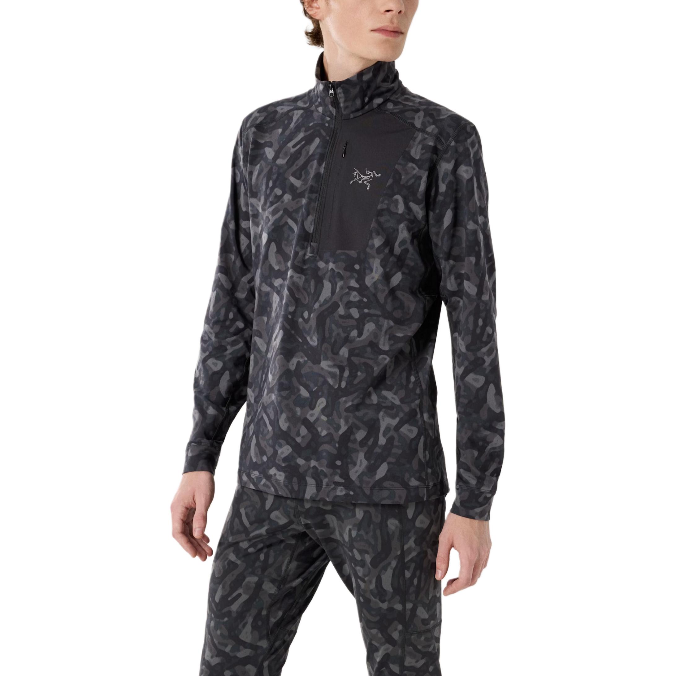 Lookbook Arcteryx Arc'teryx RHO FW24 LT Zip Neck  Grottoflage Camo Thermal Long Sleeve Jacket Black X000009319