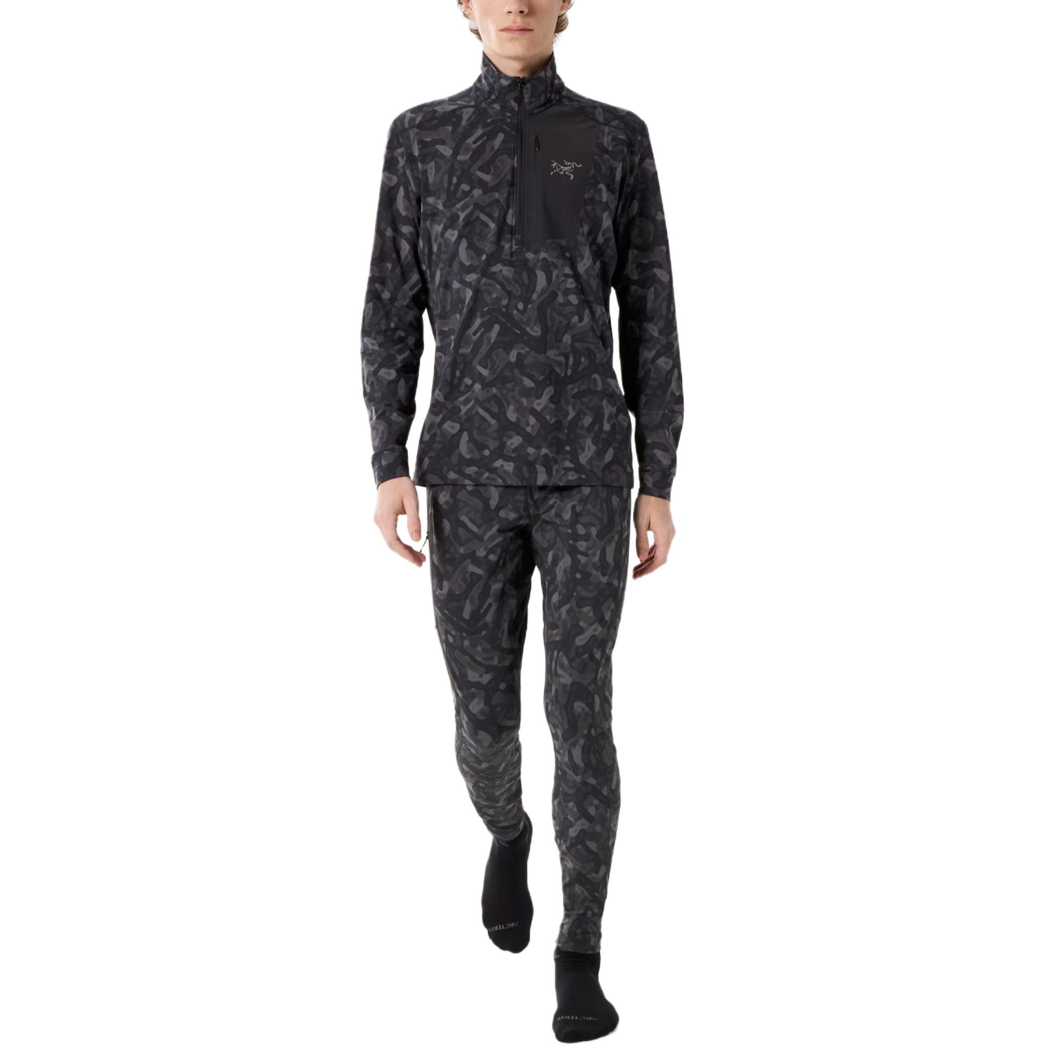 Shop Arcteryx Arc'teryx RHO FW24 LT Zip Neck  Grottoflage Camo Thermal Long Sleeve Jacket Black X000009319