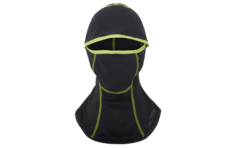Order 아크테릭스 로고 자수 방풍 통기성 유니섹스 모자 블랙/오로라 그린 Volta Balaclava