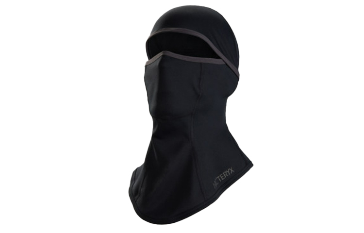 Shop 아크테릭스 로고 자수 방풍 통기성 유니섹스 모자 블랙/오로라 그린 Volta Balaclava