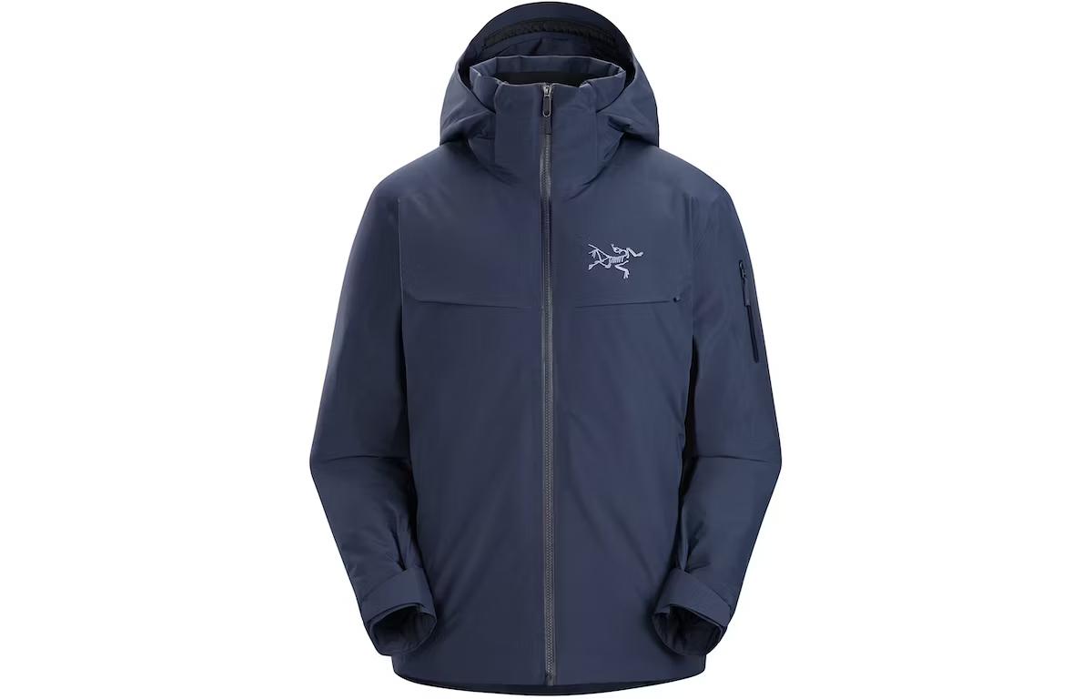 Arcteryx Macai Jacket Black Sapphire Logo Print Down Hooded Coat X000005365