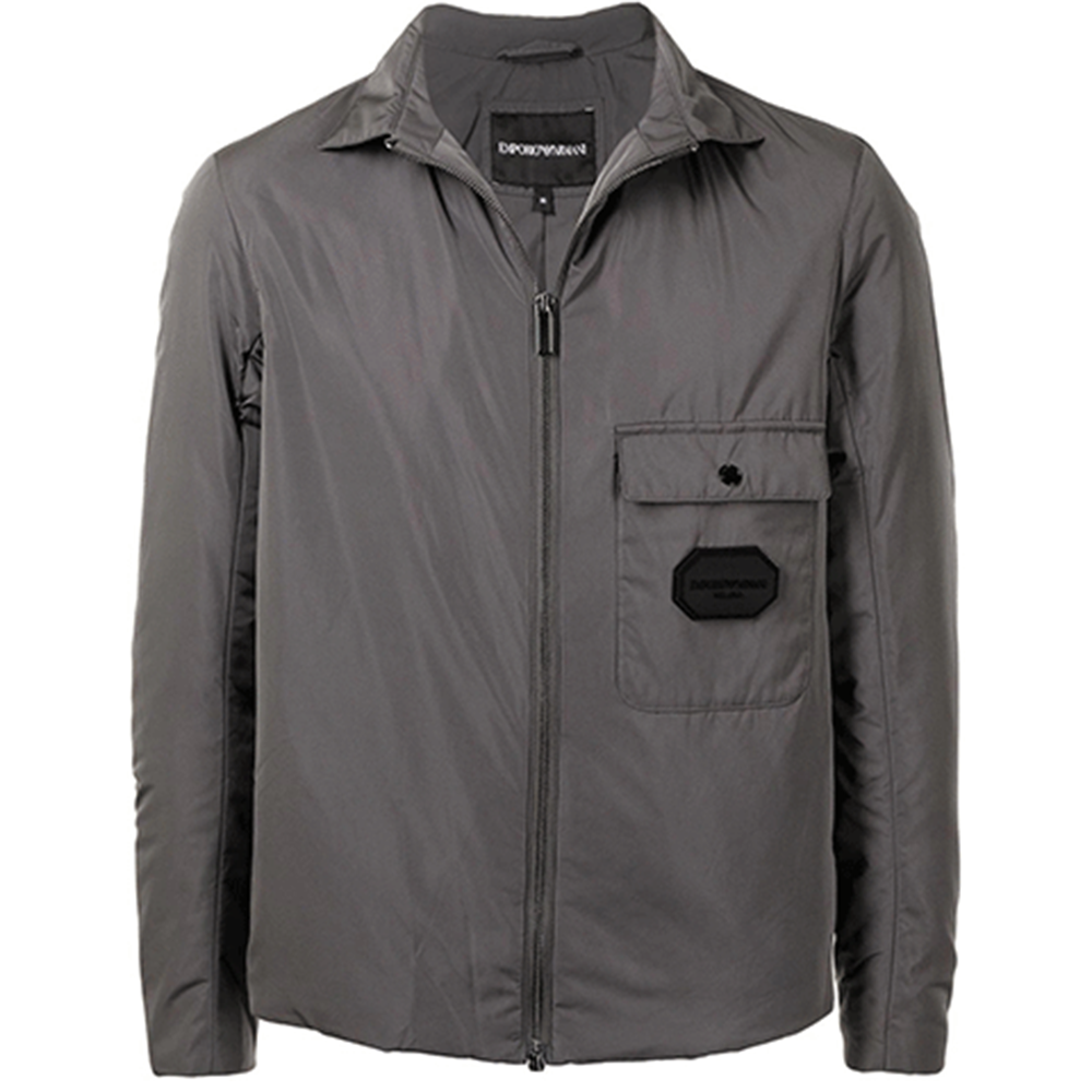 Armani/Emporio Armani FW21 Patch Zip Shirt Jacket Men’s Gray 6K1C61-1NTVZ-0633