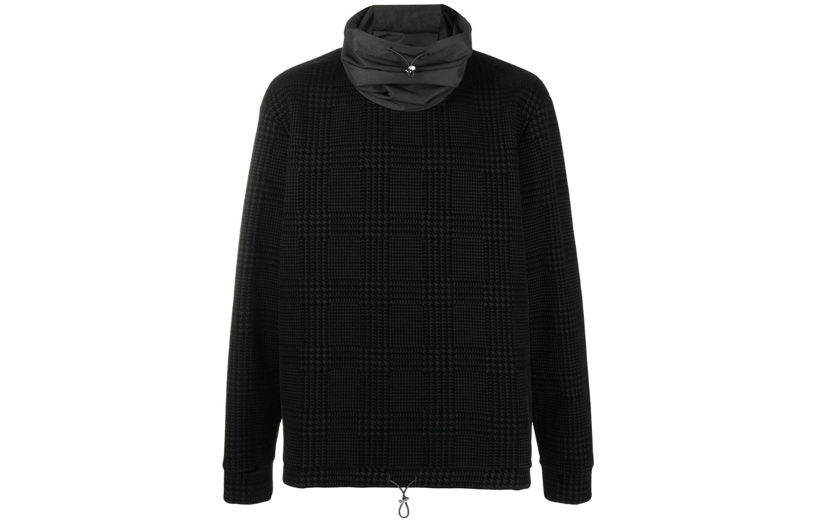 Armani/Emporio Armani FW22 Checkered Drawstring Long-Sleeve Sweatshirt Black 6H1M7Y1JL1ZF044