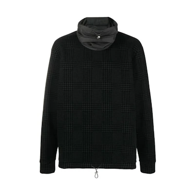 Armani/Emporio Armani FW22 Checkered Drawstring Long-Sleeve Sweatshirt Black 6H1M7Y1JL1ZF044