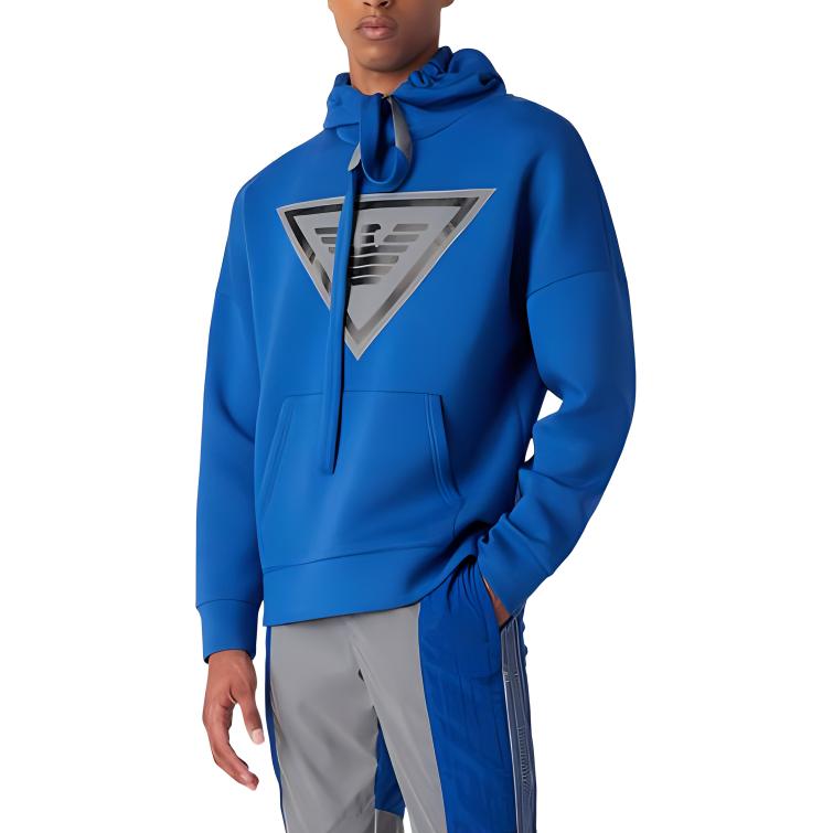 Buy Armani/EMPORIO ARMANI SS23 老鷹標誌連帽電藍色男士套頭衫 3R1M6P-1JV9Z1-0935