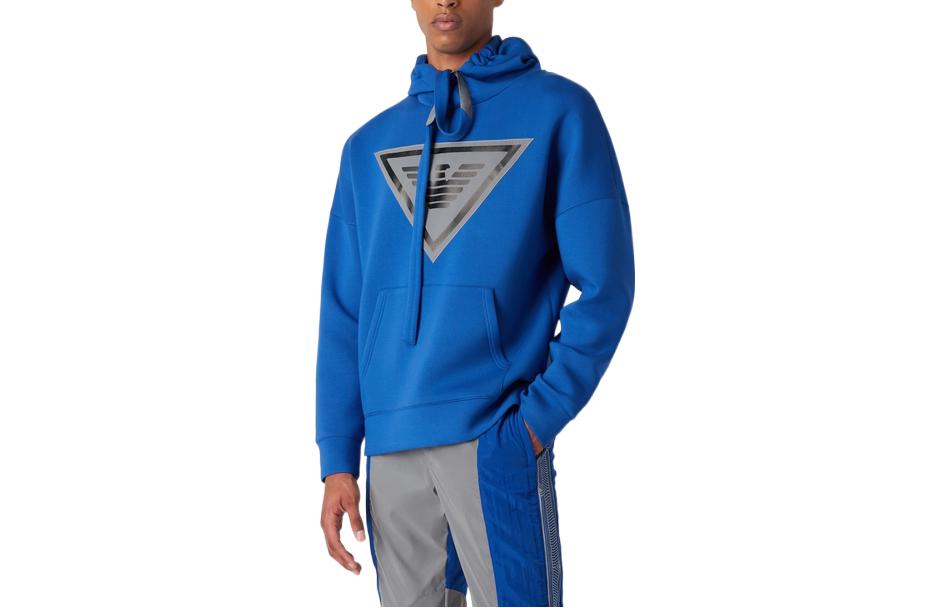 Lookbook Armani/EMPORIO ARMANI SS23 老鷹標誌連帽電藍色男士套頭衫 3R1M6P-1JV9Z1-0935