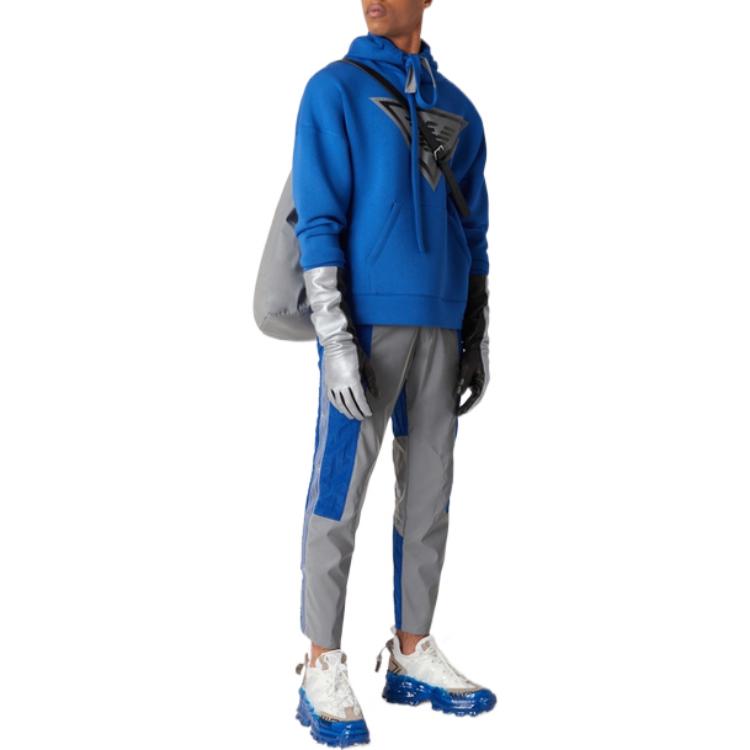 Shop Armani/EMPORIO ARMANI SS23 老鷹標誌連帽電藍色男士套頭衫 3R1M6P-1JV9Z1-0935