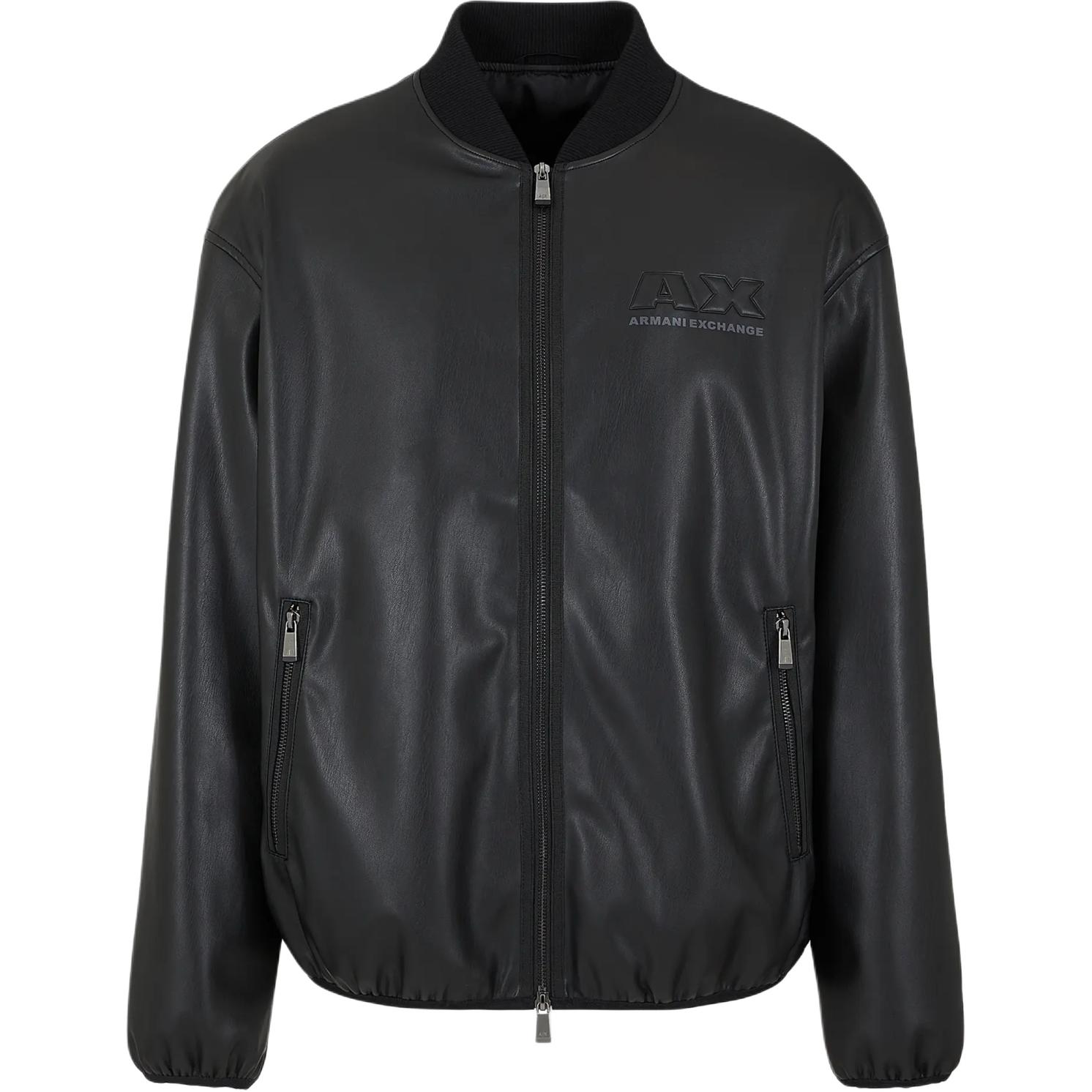 ARMANI EXCHANGE  Black Cotton Bomber Jacket with Logo, SS24 Collection. 3DZB05-ZE1CZ-1200