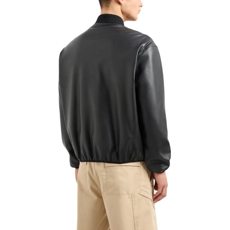 Shop ARMANI EXCHANGE  Black Cotton Bomber Jacket with Logo, SS24 Collection. 3DZB05-ZE1CZ-1200