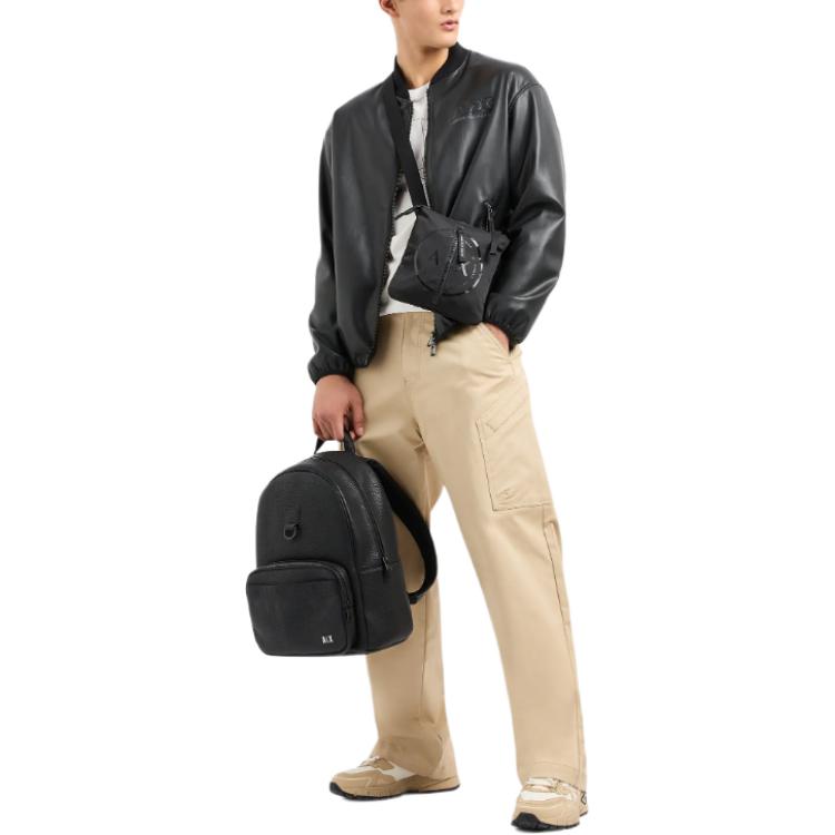 Purchase ARMANI EXCHANGE  Black Cotton Bomber Jacket with Logo, SS24 Collection. 3DZB05-ZE1CZ-1200