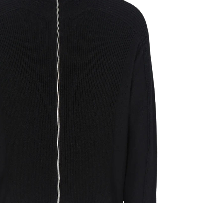 Sizing Armani Exchange  Black Full-Zip Ribbed Knit Cardigan FW24 6DZE6G-ZM5BZ-1200