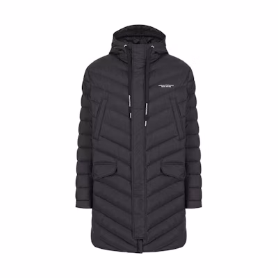 ARMANI EXCHANGE Black FW22 Mid-Length Solid Hoodie Zip Jacket. 8NZL20-ZNW3Z-1200