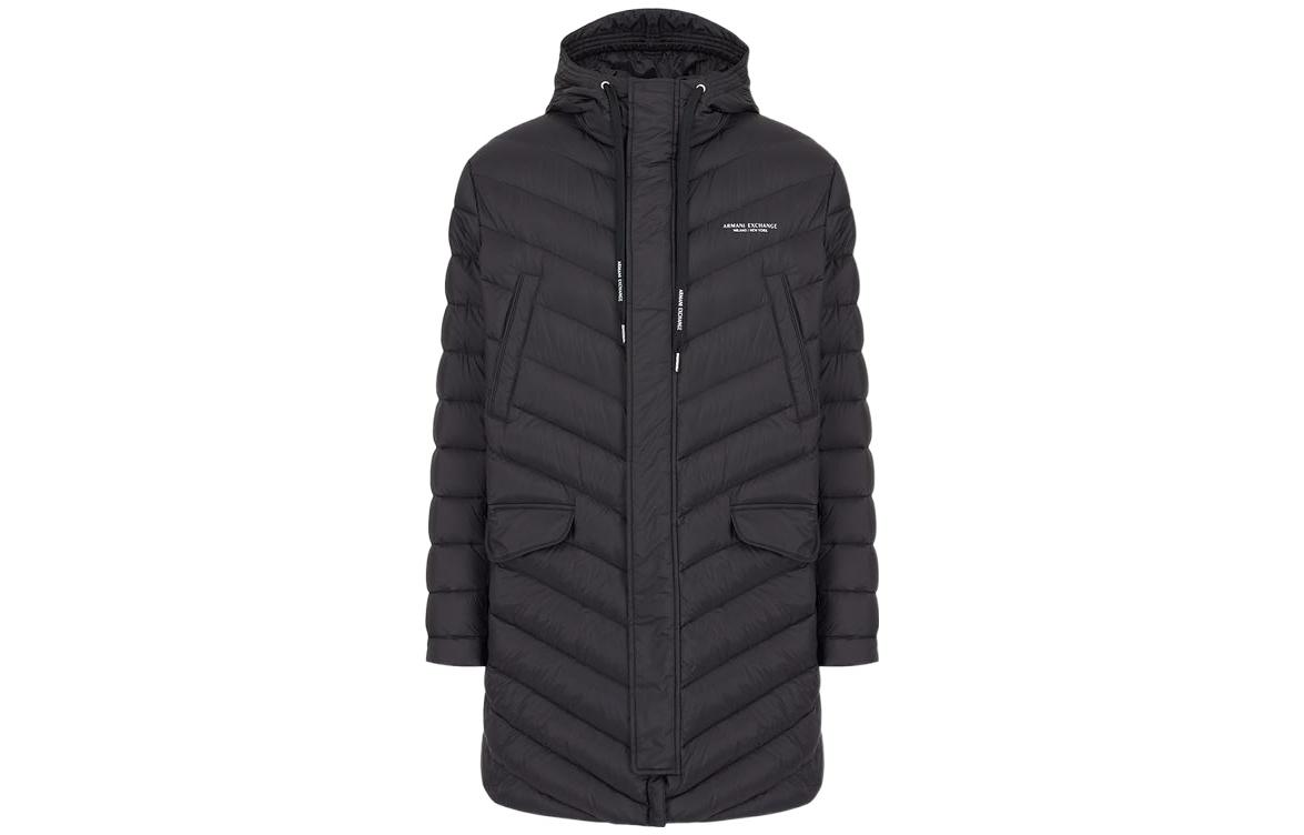 Order ARMANI EXCHANGE 黑色 FW22 連帽拉鍊外套 中長款 固色款式. 8NZL20-ZNW3Z-1200