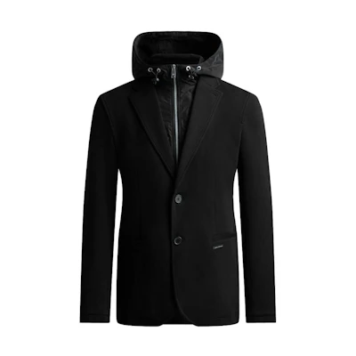 Armani Exchange Black Hooded Warm Lined Single-Breasted Blazer Jacket 6LZGHE-ZJXGZ-1200