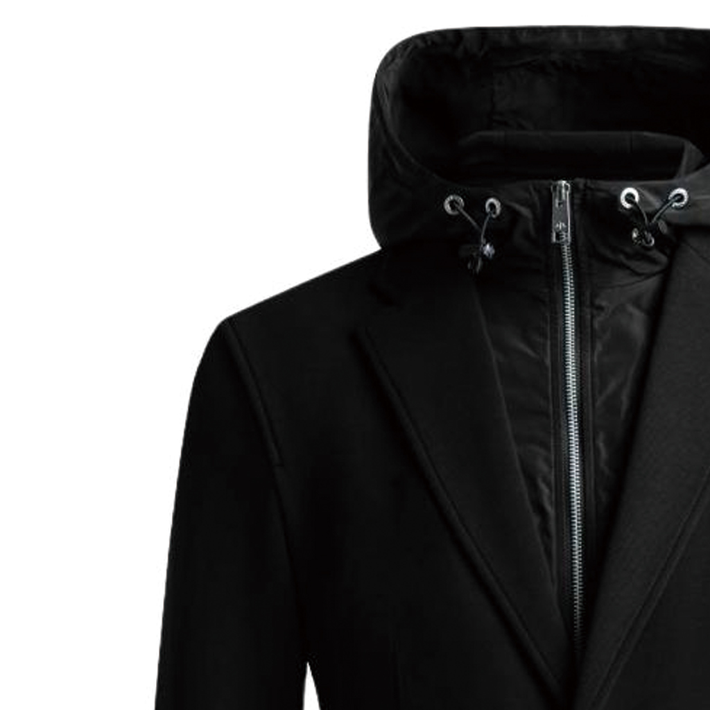 Cheap 아르마니 익스체인지 블랙 후드 따뜻한 안감 싱글브레스트 블레이저 재킷 6LZGHE-ZJXGZ-1200