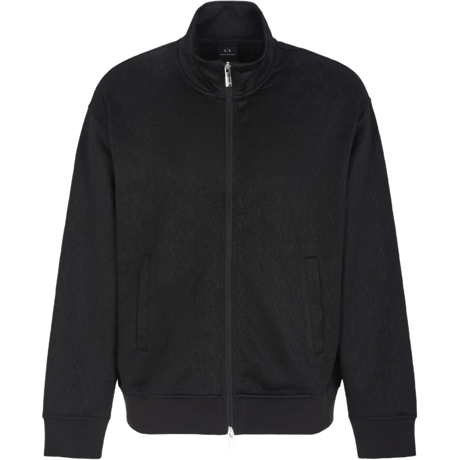 Order ARMANI EXCHANGE  Black Jacquard Mock Neck Zip-Up Sweatshirt FW24. 6DZMLA-ZJNMZ-1200