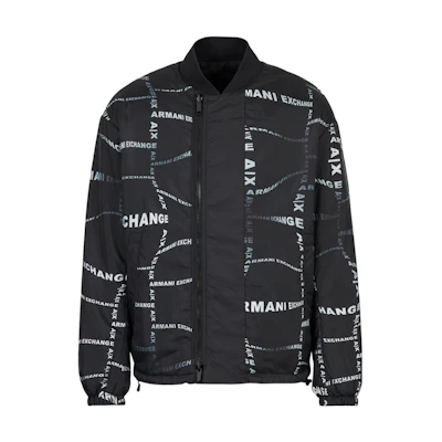 Armani Exchange Black Letter Stripe Print Jacket 3RZB04-ZNKRZ-152AG