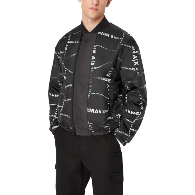 Lookbook 아르마니 익스체인지 블랙 레터 스트라이프 프린트 자켓 3RZB04-ZNKRZ-152AG