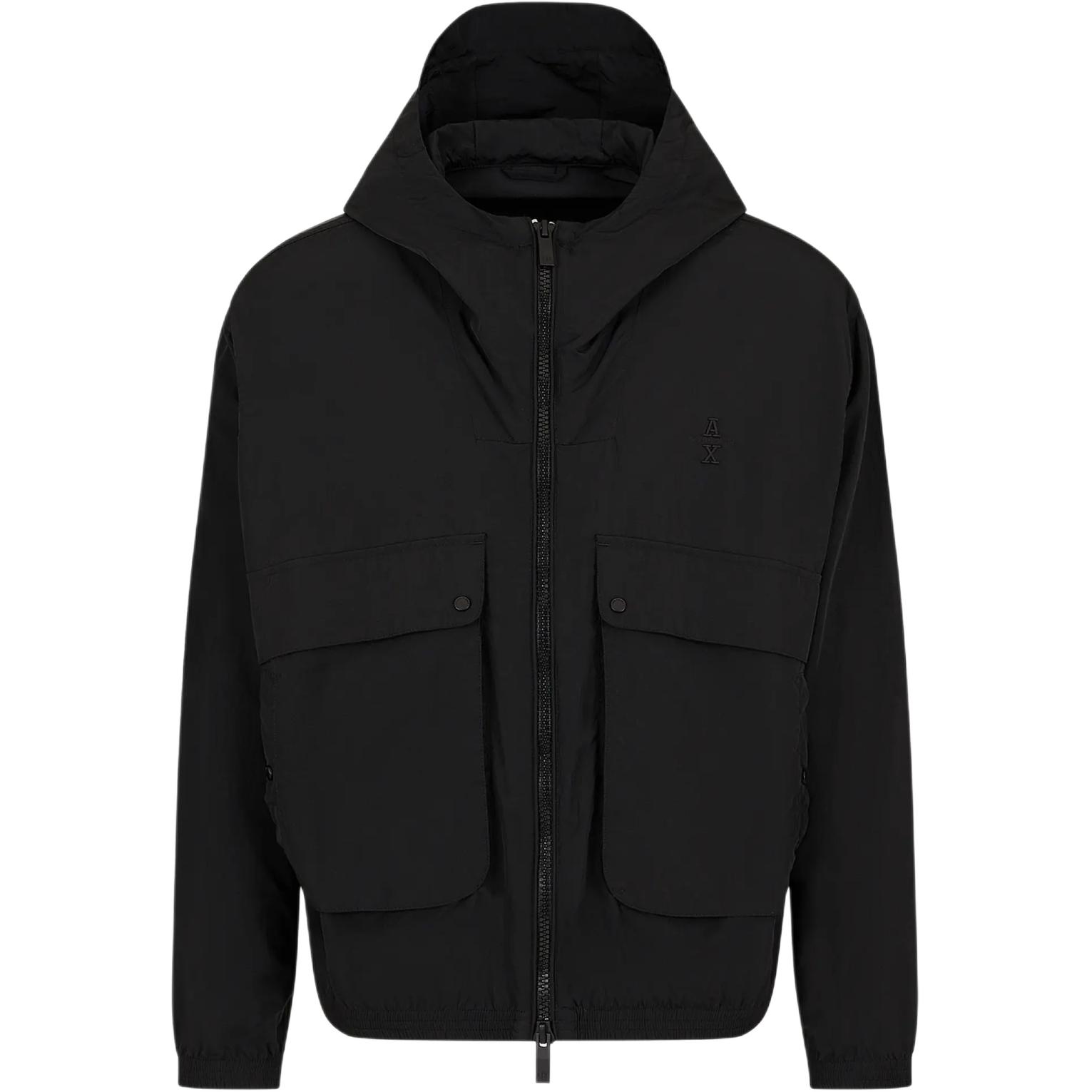 Order ARMANI EXCHANGE  Black Logo Embroidered Hooded Zip-Up Jacket SS24. 6DZBL7-ZN5HZ-1200