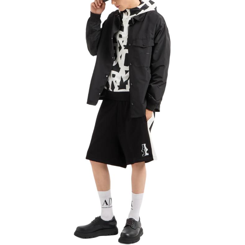 Shop 阿玛尼AX 黑色logo印花半拉链连帽衫 FW24. 6DZMLB-ZJ4XZ-52AN